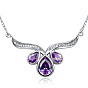 925 подвесные стерлингового серебра ожерелья, с фиолетовым цирконием, слеза