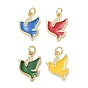 Pendentifs en laiton avec strass en cristal et émail, avec anneau de saut, breloques colombe, or