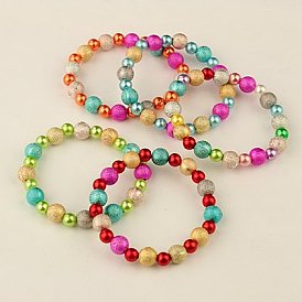 Mode imitation acrylique perles bracelets élastiques pour les enfants, avec peint à la bombe perles acryliques, 45mm