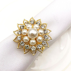 Hotel pearl flower napkin ring napkin ring napkin buckle alloy inlaid diamond mouth cloth ring alloy