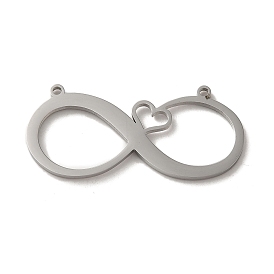 304 Stainless Steel Pendants, Laser Cut, Infinity with Heart Charm
