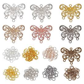 Olycraft DIY Tassel Pendants Making Kits,Including Butterfly Iron Filigree Chandelier Components Links & Jump Rings, Aluminum Wire Jump Rings