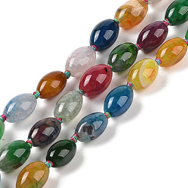 Natural Agate Beads Strands, Dyed & Heated, Oval