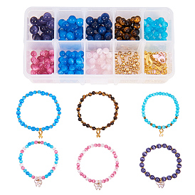 SUNNYCLUE DIY Bracelet Making, Cat Eye Beads and Iron Open Jump Ring, Rack Plating and Vacuum Plating Brass Round Bead Spacers