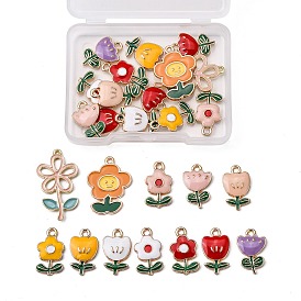 Aluminium Anhänger & Charms, mit Emaille, Blume, Cadmiumfrei und Nickel frei und Bleifrei, goldenes & helles gold