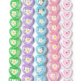 Handmade Lampwork Beads, with Enamel, Heart with Flower