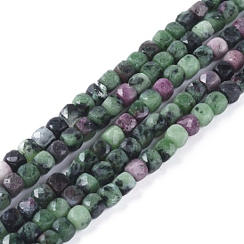 Natural Ruby in Zoisite Beads Strands, Faceted, Cube