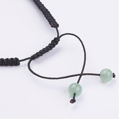 Natural Gemstone Beads Braided Bracelets, with Nylon Thread Cord