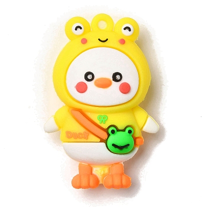 Duck with Frog PVC Plastic Cartoon Big Pendants, for DIY Keychain Making