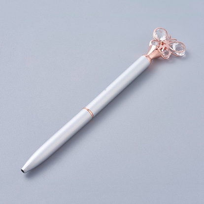 Butterfly Rhinestones Crystal Metal Ballpoint Pens, Turn Retractable Black Ink Ballpoint Pen, Stylish Office Supplies