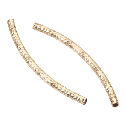Brass Curved Tube Beads, Curved Tube Noodle Beads, Round Hole, Nickel Free