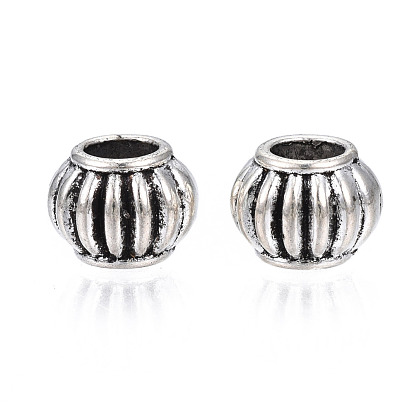 Tibetan Style Alloy European Beads, Large Hole Beads, Cadmium Free & Lead Free, Rondelle