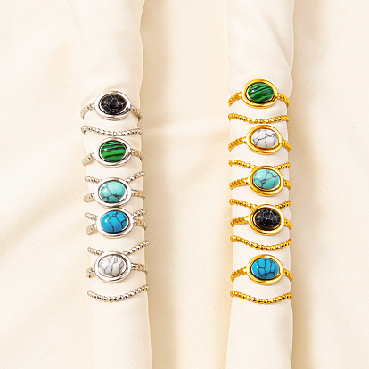 Регулируемые 304 манжеты из нержавеющей стали с открытыми кольцами для женщин, золотой / нержавеющая сталь цвета