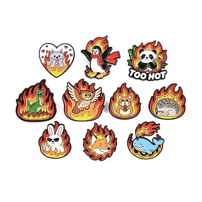 Эмалевые значки из сплава с изображением пылающих животных, черные застежки для значков на лацканах для рюкзаков и одежды, красочный