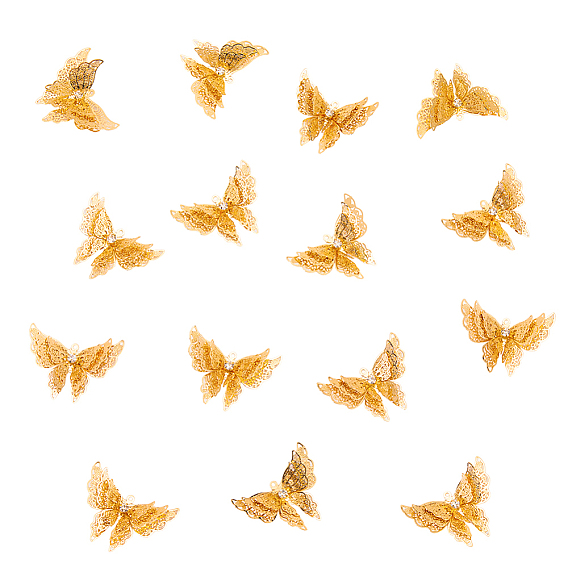 15 латунные подвески шт., с кристально горный хрусталь, бабочка