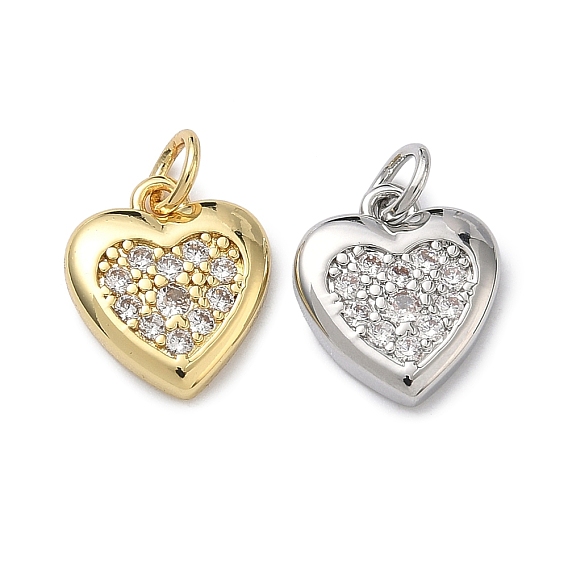 Латунные микропаве прозрачные подвески с фианитом, долговечный, стойки покрытие, без свинца и без кадмия, сердце прелести