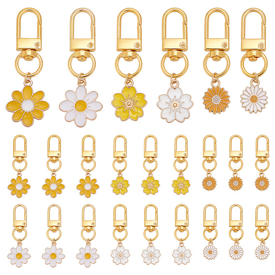 24шт 6 стиль сплав эмаль подвесные украшения, с поворотными застежками сплава