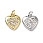 Латунные микропаве прозрачные подвески с фианитом, долговечный, стойки покрытие, без свинца и без кадмия, сердце прелести
