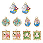 10 шт 5 стили подвески из сплава эмали, с имитацией АБС-жемчуга и блестящей пудрой, стойки покрытие, долговечный, без свинца, без кадмии и без никеля, золотые, разнообразные