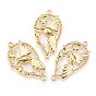 Rack Plating Brass Links/Connectors, Teardrop with Bird