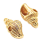 6Pcs Brass Micro Pave Grade AAA Cubic Zirconia, Conch, Cadmium Free & Nickel Free & Lead Free
