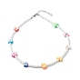 Glass Pearl Round Beaded Necklaces for Kid, with Polymer Clay Butterfly Beads