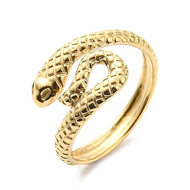 304 Stainless Steel Open Cuff Ring for Women, Snake