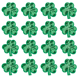 20 шт. аппликации из нетканого материала ко Дню Святого Патрика с изображением клевера, с пайетками из ПВХ, аксессуары для костюма, швейные украшения