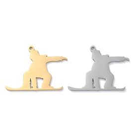 304 Stainless Steel Pendants, Laser Cut, Skateboard Human Charm