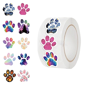 Dog Paw Pattern Stickers, Kid Colored Drawing, for Scrapbook Decal/Envelope, Footprint, 500Pcs Self Adhesive Stickers