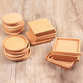 Beech Wood Cup Mats, Round/Square Heat Resistant Coaster