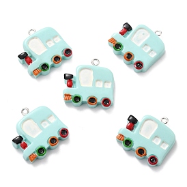 Resin Pendants, with Platinum Tone Iron Loop, Train