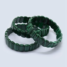 Natural Malachite Stretch Bracelets, Rectangle