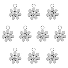 10Pcs 430 Stainless Steel Small Flower Pendants, Metal Daisy Pendant for Jewelry Earring Bracelet Handmade Making