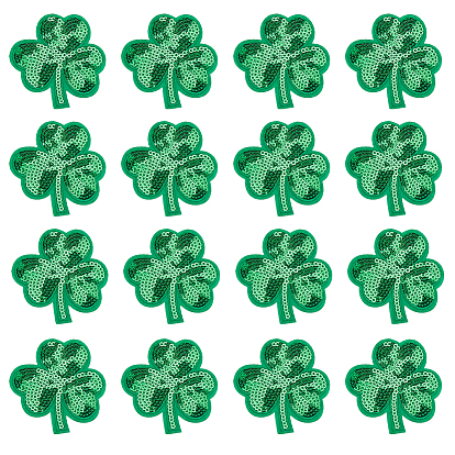 20 шт. аппликации из нетканого материала ко Дню Святого Патрика с изображением клевера, с пайетками из ПВХ, аксессуары для костюма, швейные украшения