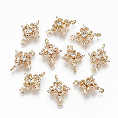 Brass Micro Pave Cubic Zirconia Links Connectors, Light Gold, Long-Lasting Plated, Cadmium Free & Lead Free