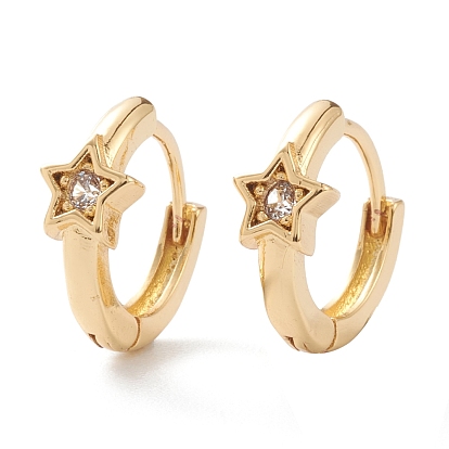 Серьги-кольца из латуни с микропаве из прозрачного кубического циркония, долговечный, звонить звездочкой, реальный 18 k позолоченный