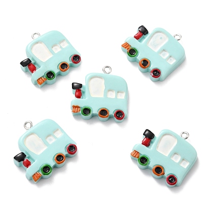 Resin Pendants, with Platinum Tone Iron Loop, Train