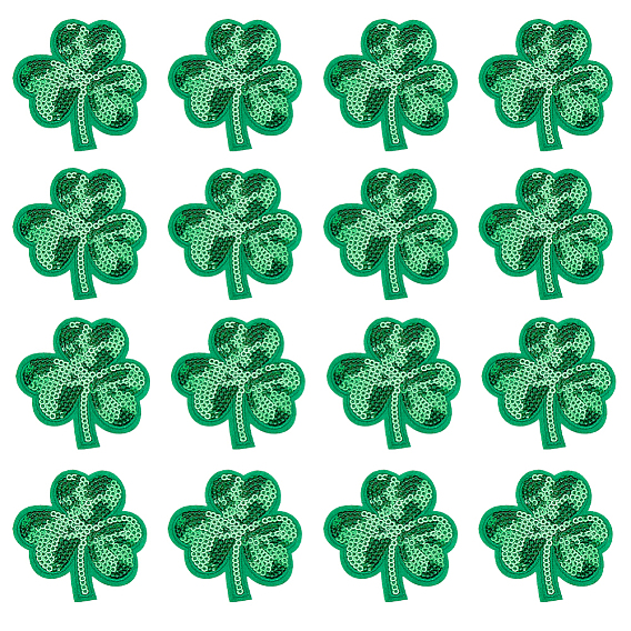 20 шт. аппликации из нетканого материала ко Дню Святого Патрика с изображением клевера, с пайетками из ПВХ, аксессуары для костюма, швейные украшения
