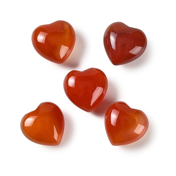 Natural Carnelian(Dyed & Heated) Heart Love Stone, Healing Pocket Palm Stone for Reiki Balancing