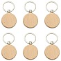 1 набор 20 шт. брелки из нержавеющей стали и дерева бука, плоско-круглые, платина