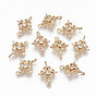 Brass Micro Pave Cubic Zirconia Links Connectors, Light Gold, Long-Lasting Plated, Cadmium Free & Lead Free