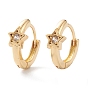 Серьги-кольца из латуни с микропаве из прозрачного кубического циркония, долговечный, звонить звездочкой, реальный 18 k позолоченный