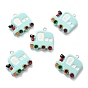 Resin Pendants, with Platinum Tone Iron Loop, Train