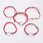 Adjustable Nylon Cord Multi-strand Bracelets, with 304 Stainless Steel Findings, Mixed Shapes