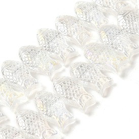 Electroplate Transparent Glass Beads Strands, Fish