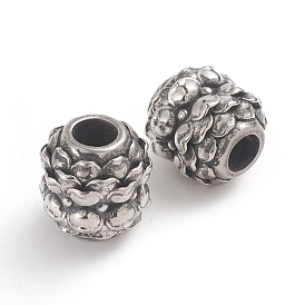 304 Stainless Steel Beads, Large Hole Beads, Barrel