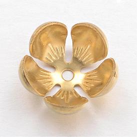 Brass Caps, 5-Petal, Flower, 13x6mm, Hole: 1mm