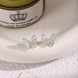 Alloy with Rhinestone Stud Earrings for Women, Butterfly