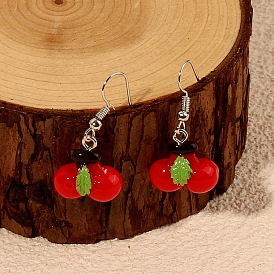 Cute Cherry Pendant Earrings - European and American Fashion, Lovely Fruit Earrings.